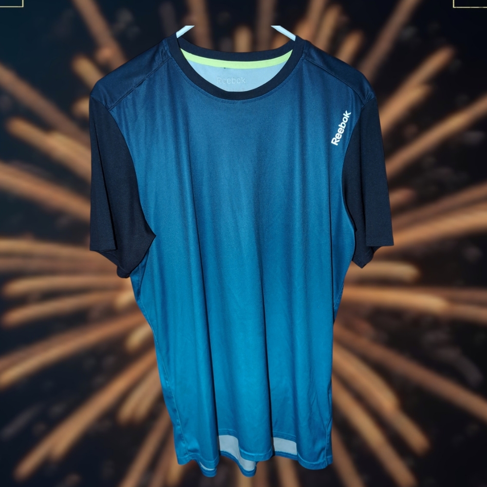 ❤️ Reebok Men's Black Blue T-shirt L